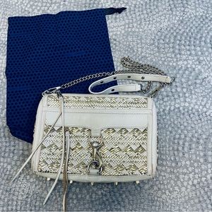 Rebecca Minkoff white & gold woven crossbody purse